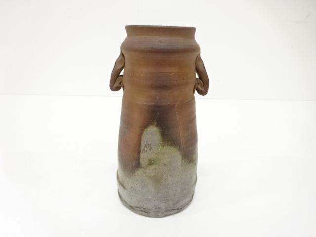 備前焼　作家物　耳付花入（保護箱付）